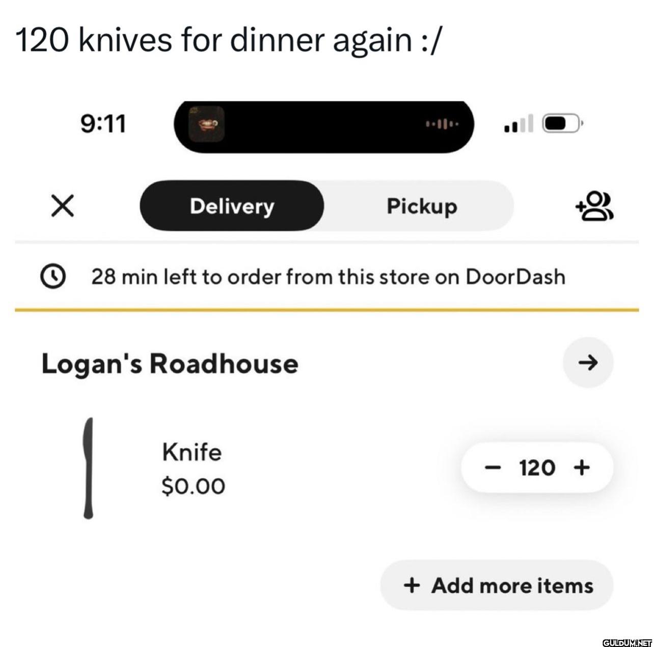 120 knives for dinner...