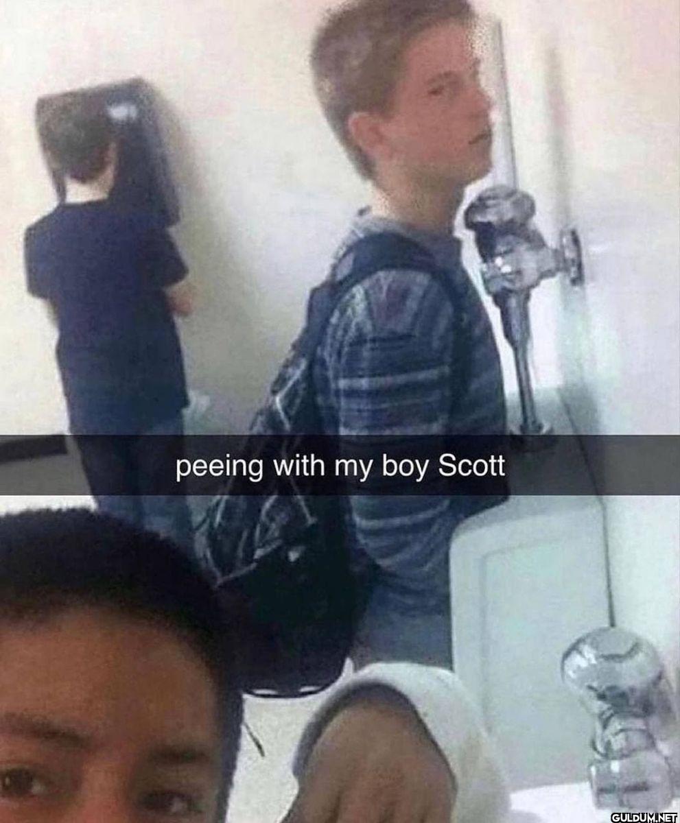 peeing with my boy Scott