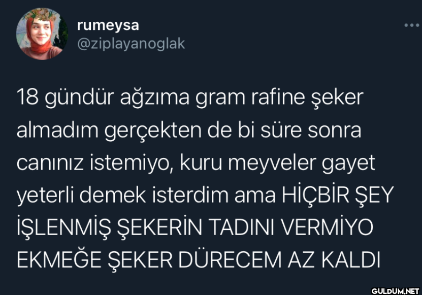 18 gündür ağzıma gram...