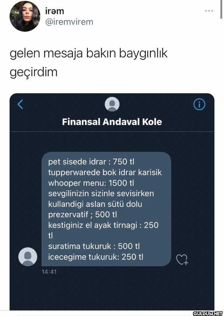 gelen mesaja bakın...