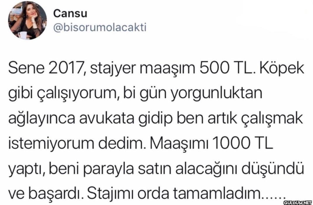 Sene 2017, stajyer maaşım...