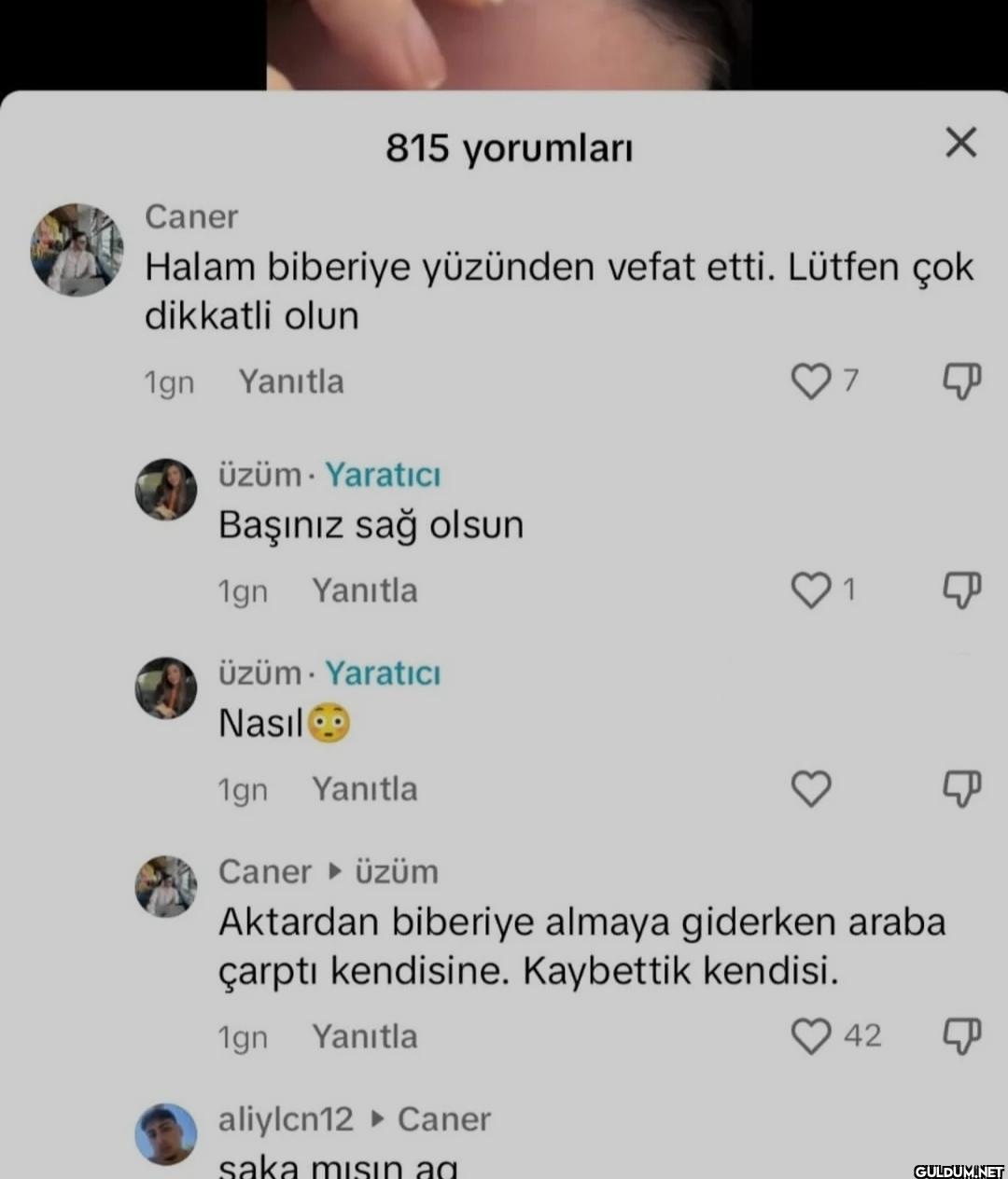 Caner 815 yorumları Halam...