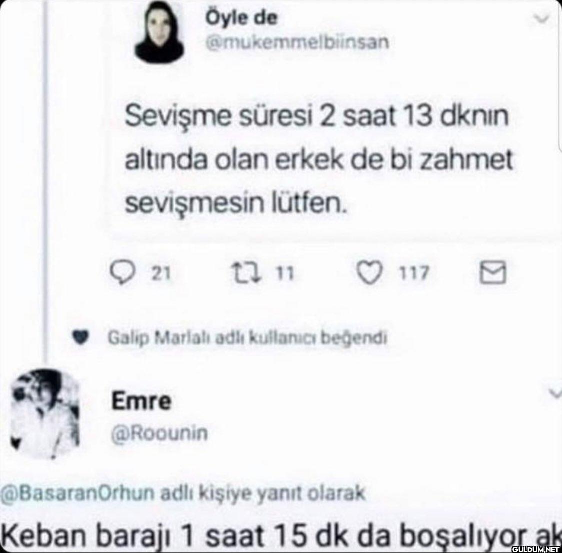 Sevişme süresi 2 saat 13...