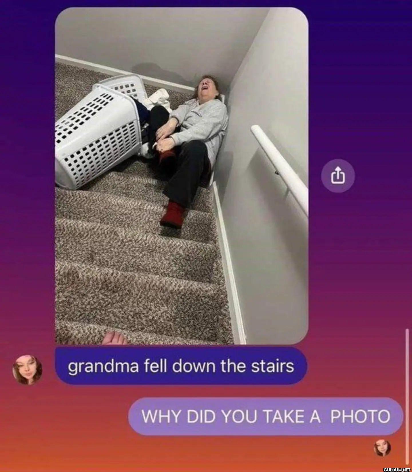 grandma fell down the...