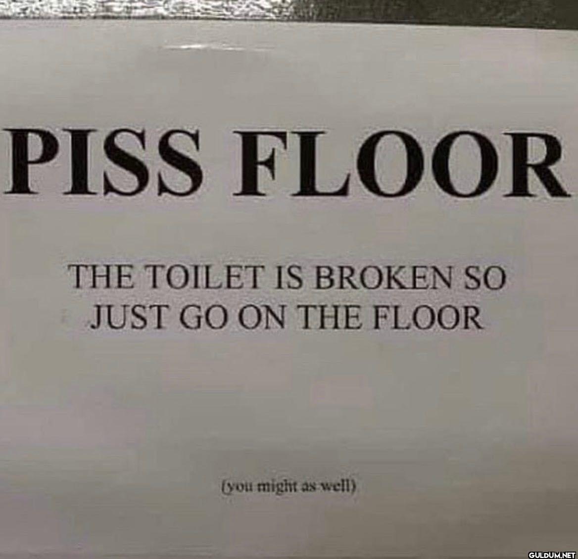 PISS FLOOR THE TOILET IS...