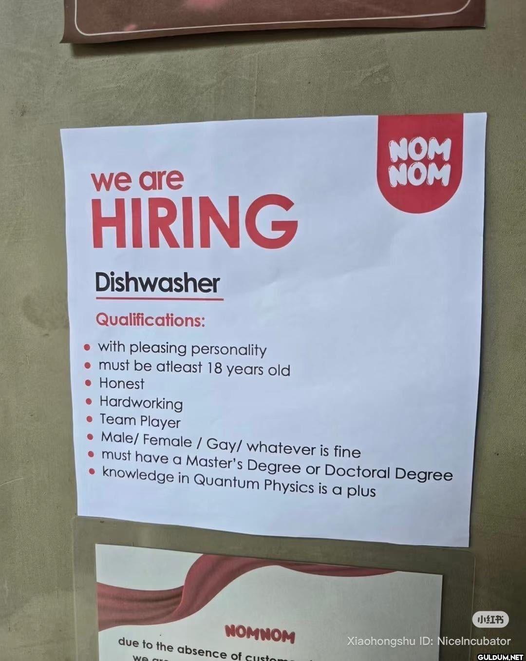 we are HIRING Dishwasher...