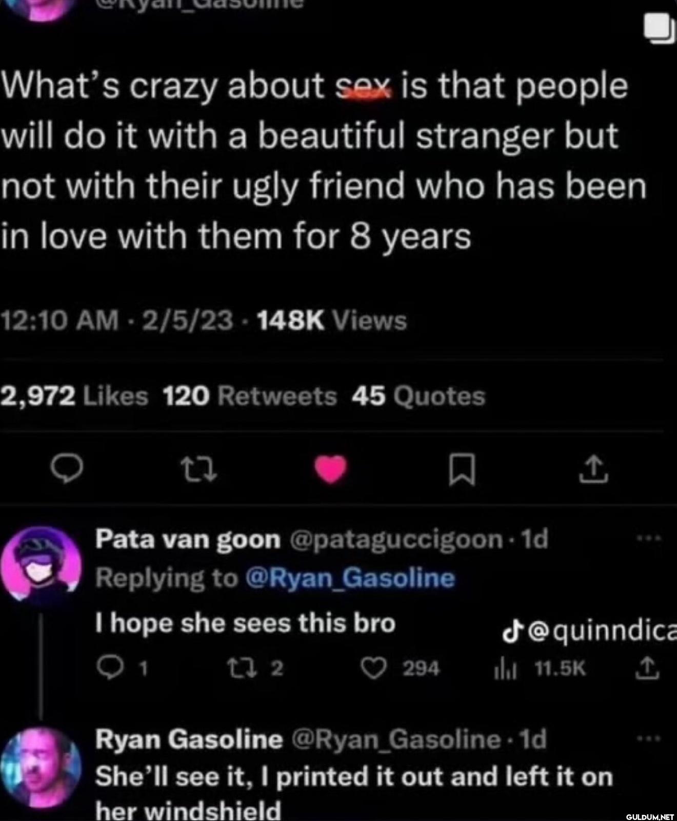 What's crazy about sex is...