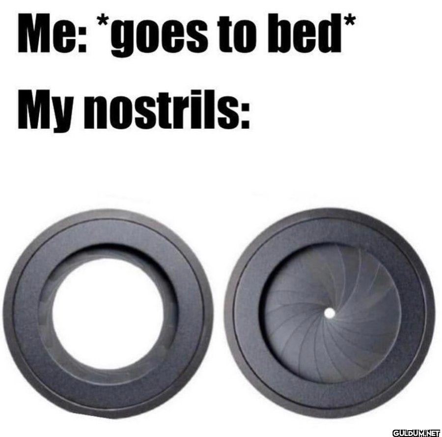 Me goes to bed My nostrils