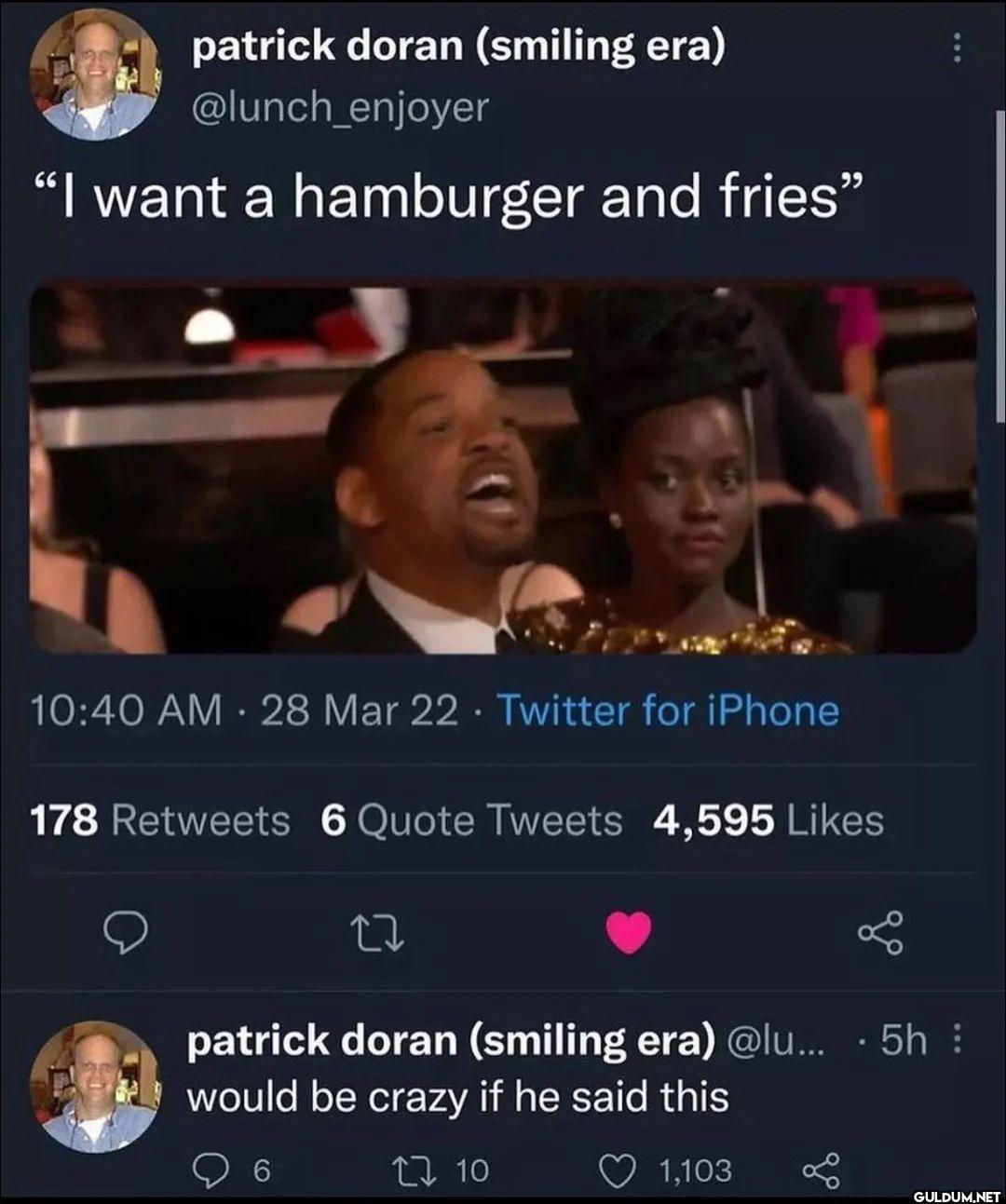 I want a hamburger and fries 28
