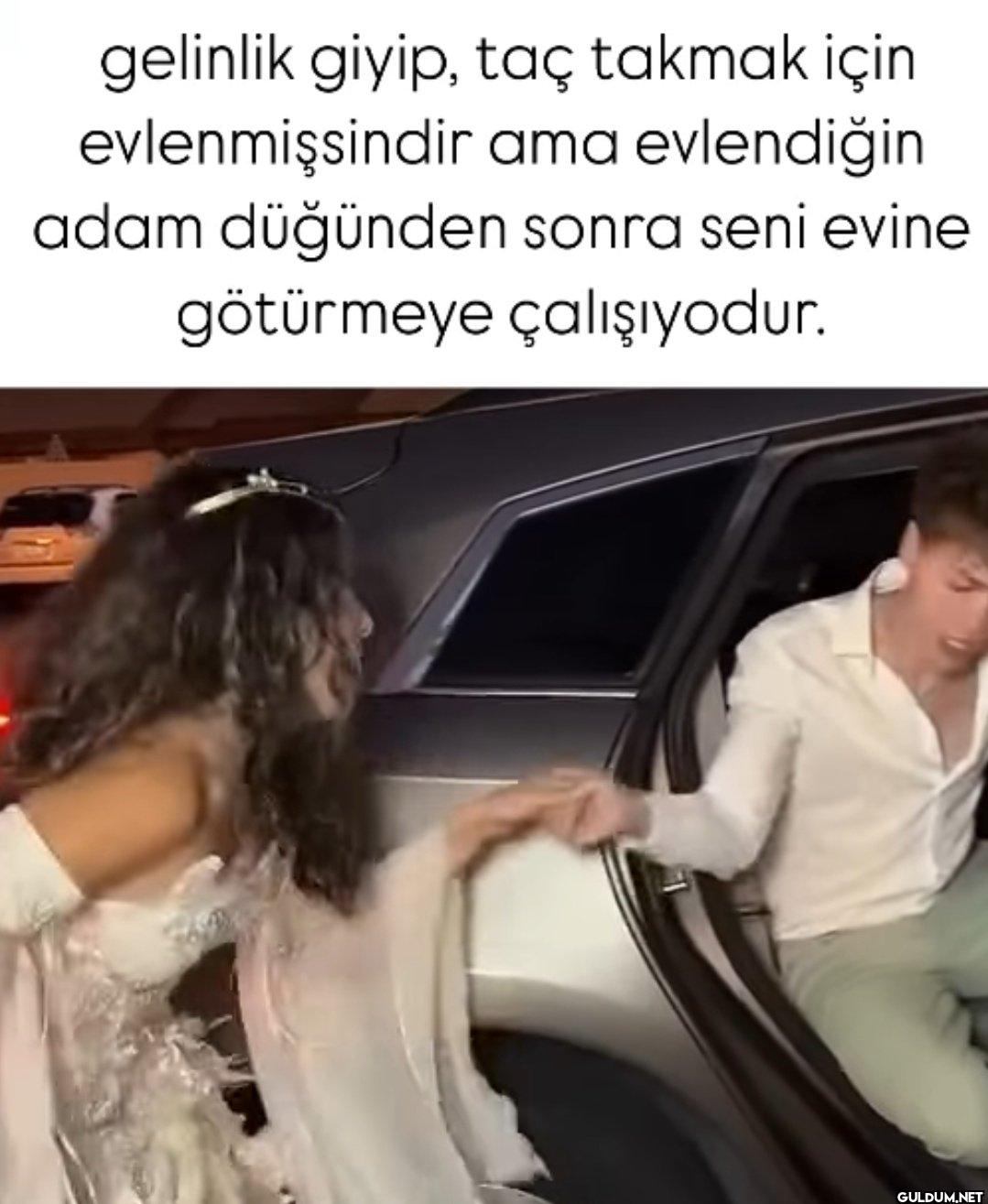gelinlik giyip, taç takmak...
