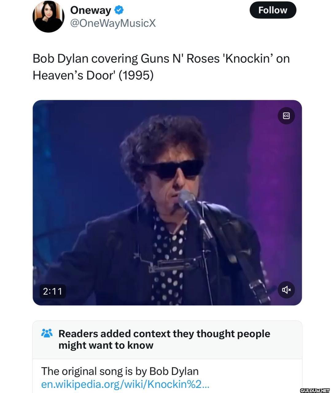 Follow Bob Dylan covering...