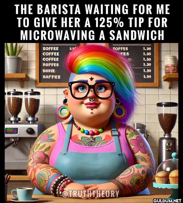 😅    THE BARISTA WAITING...