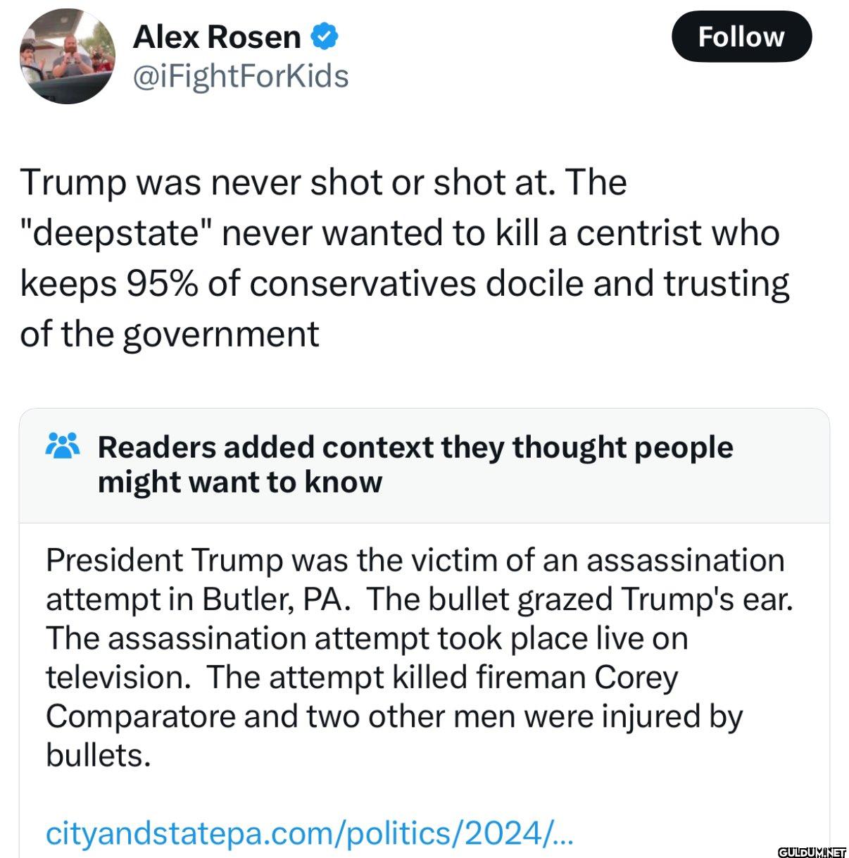 Trump was never shot or...
