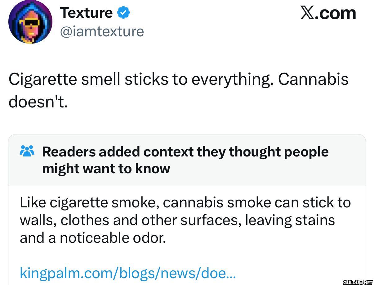 X.com Cigarette smell...