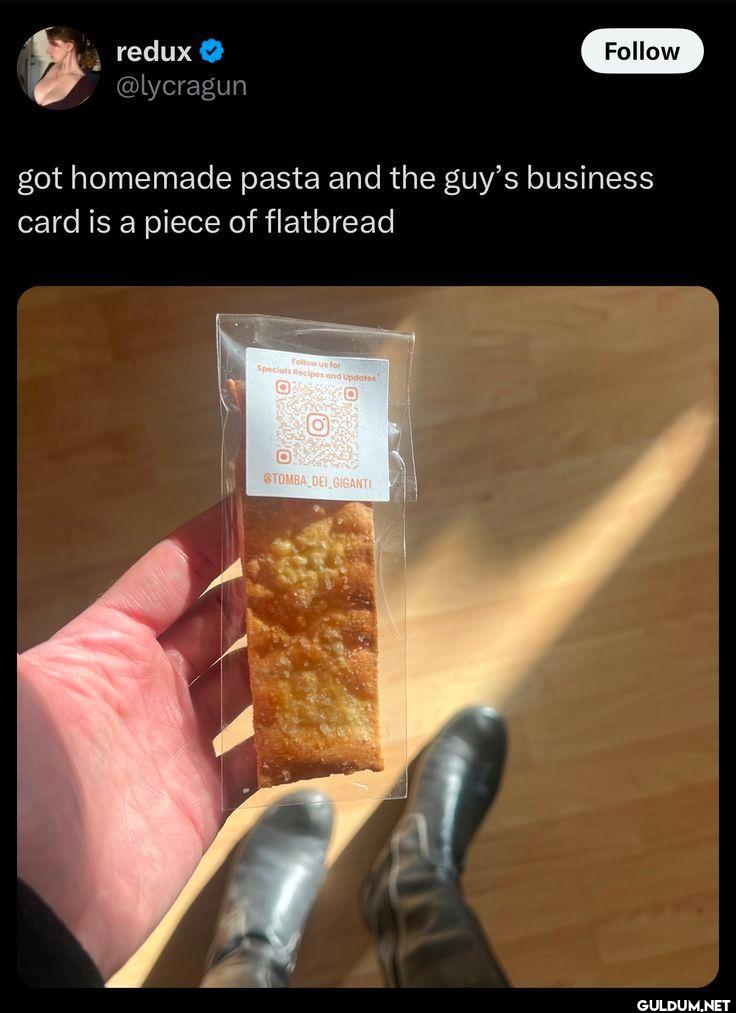 got homemade pasta and the...