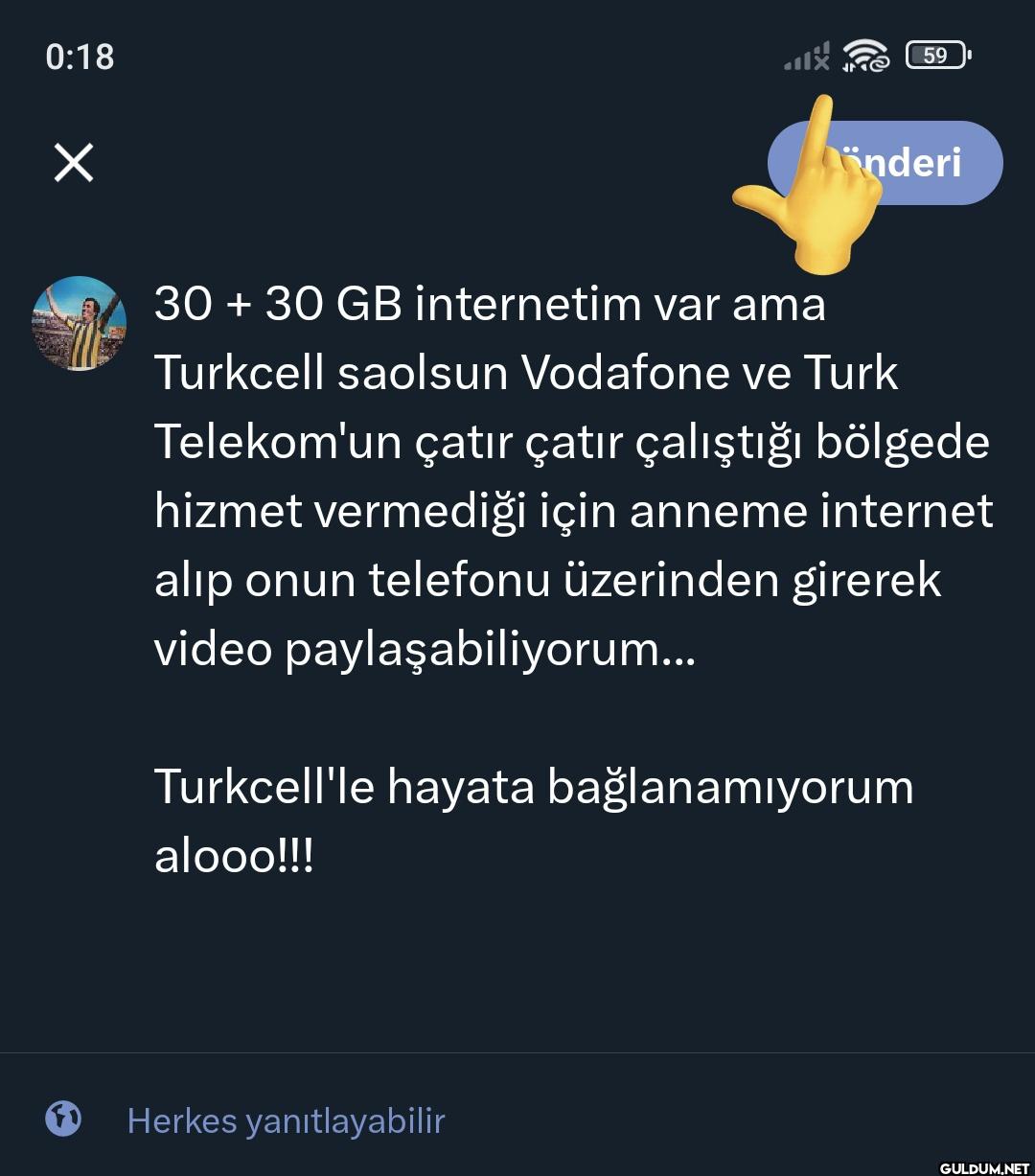 30 + 30 GB internetim var...