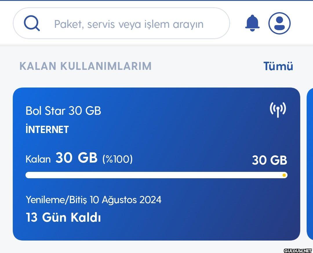 30 + 30 GB internetim var...