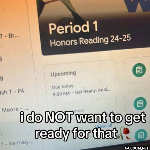 Period 1 Honors Reading...