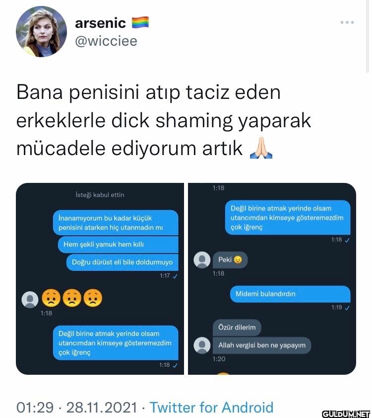 Bana penisini atıp taciz...