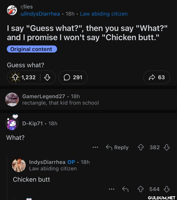 r/lies u/IndysDiarrhea 18h...