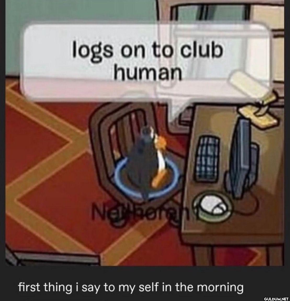 logs on to club human...