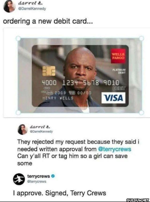 ordering a new debit...