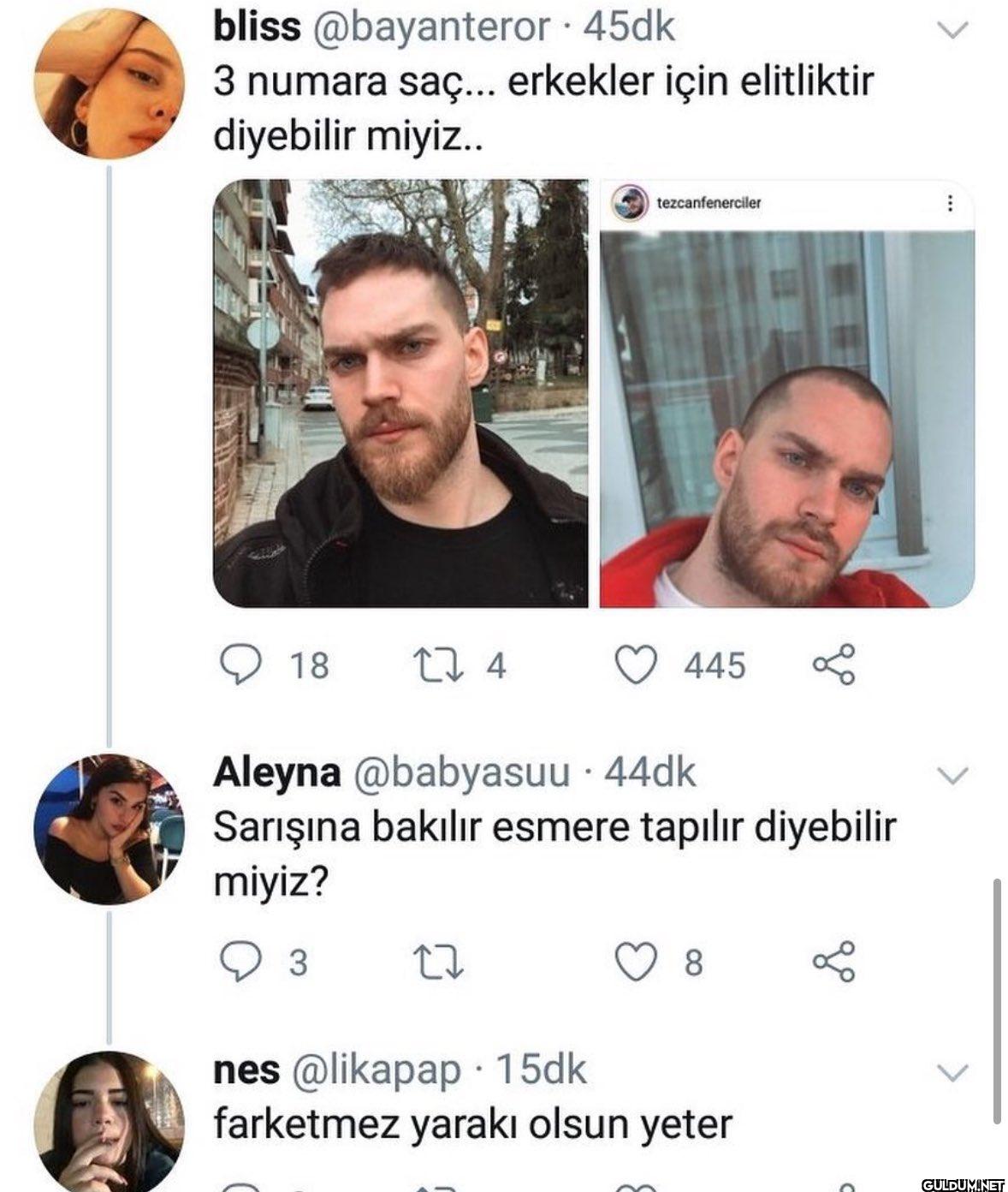 • 45dk 3 numara saç......