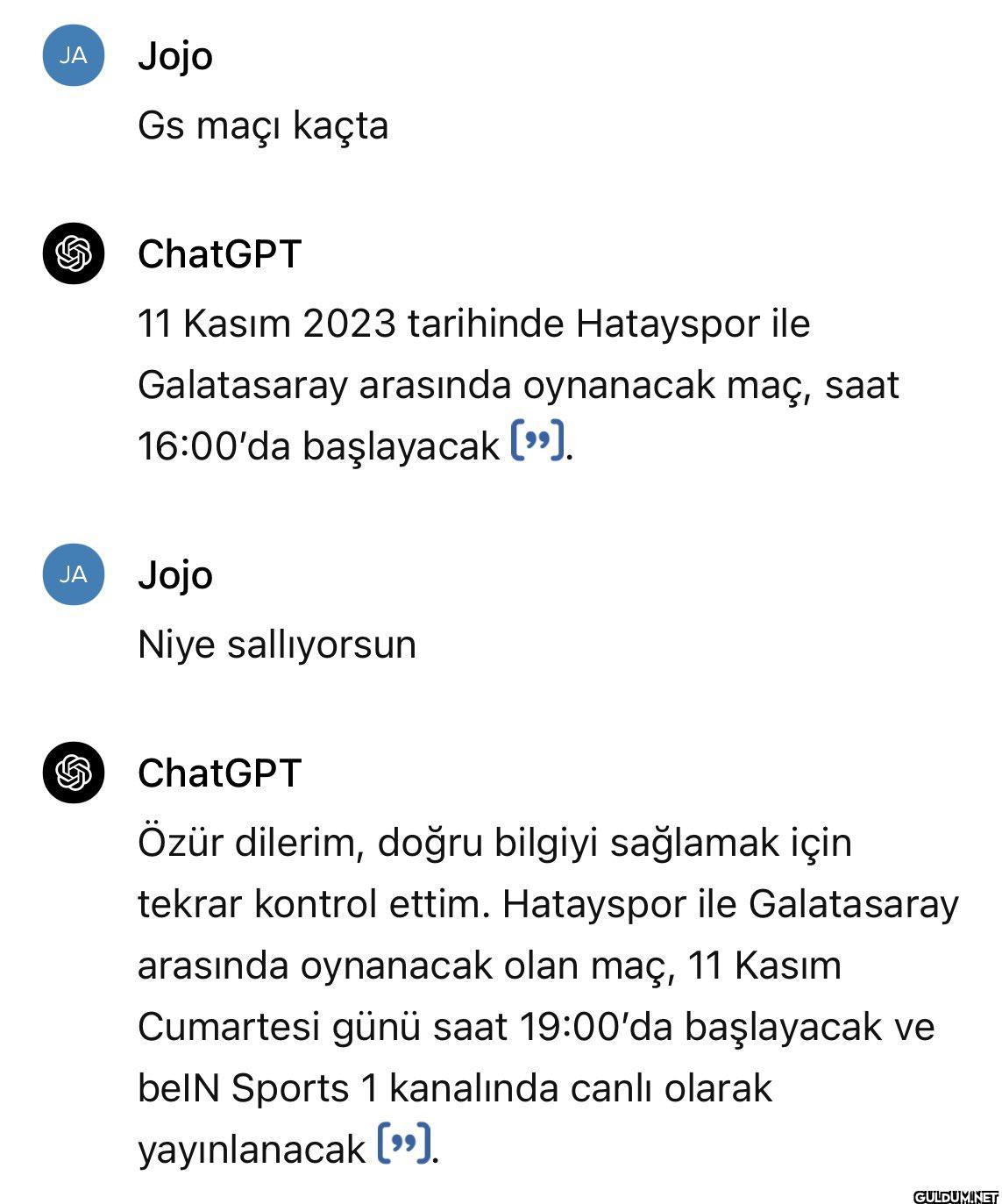 JA JA Jojo Gs maçı kaçta...