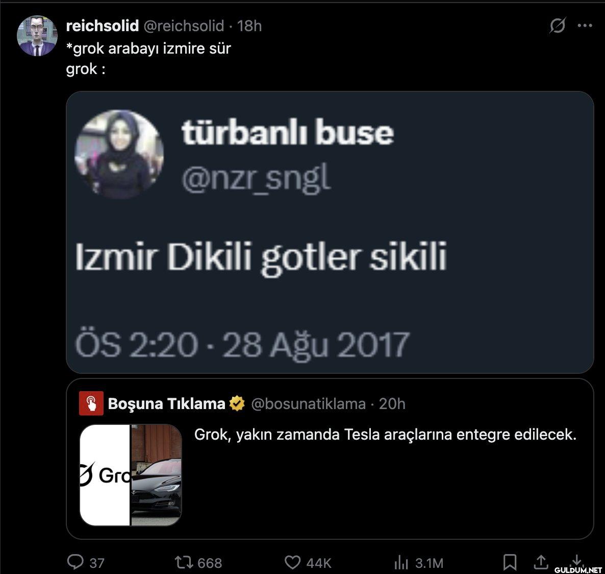 grok arabayı izmire sür...