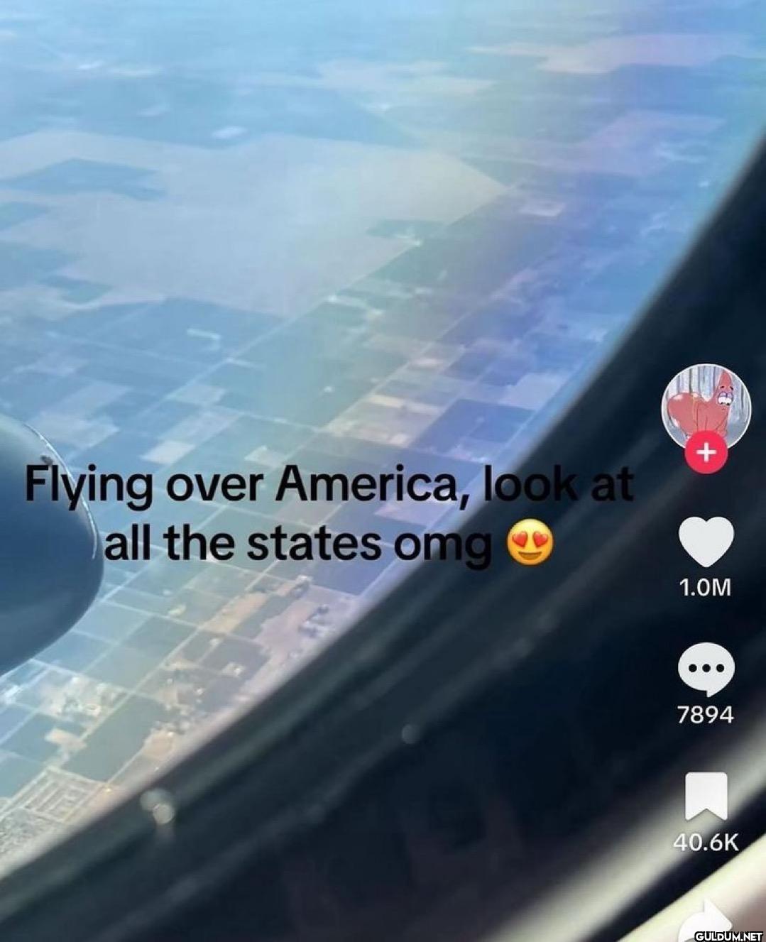 Flying over America, look...