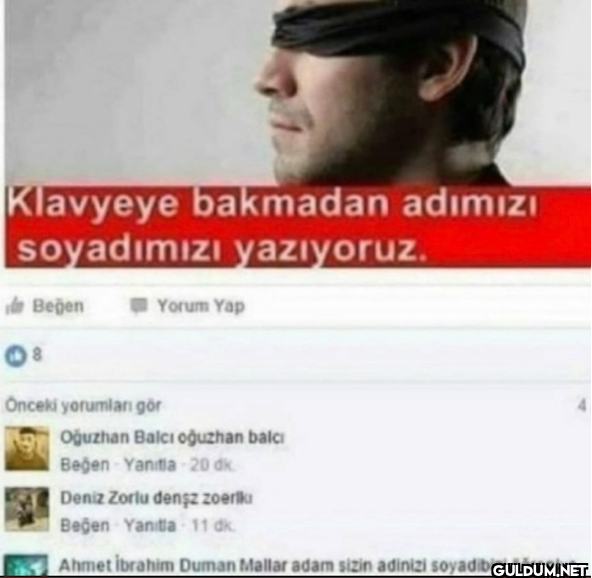 Klavyeye bakmadan adımızı...