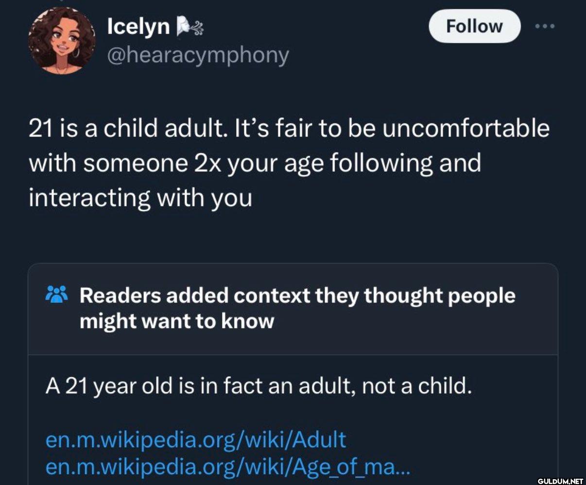 Follow 21 is a child...