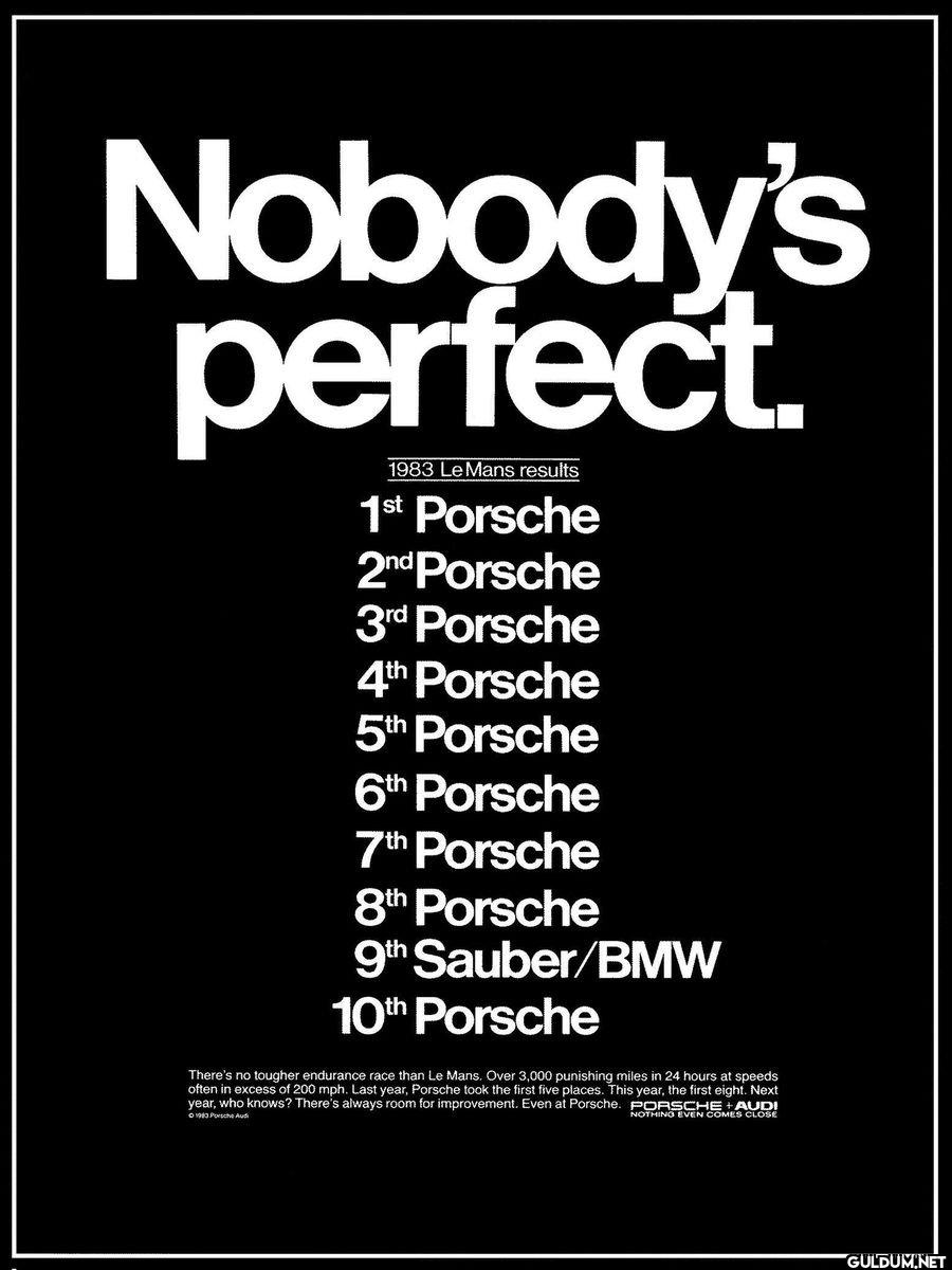 10. Porsche    Nobody's...