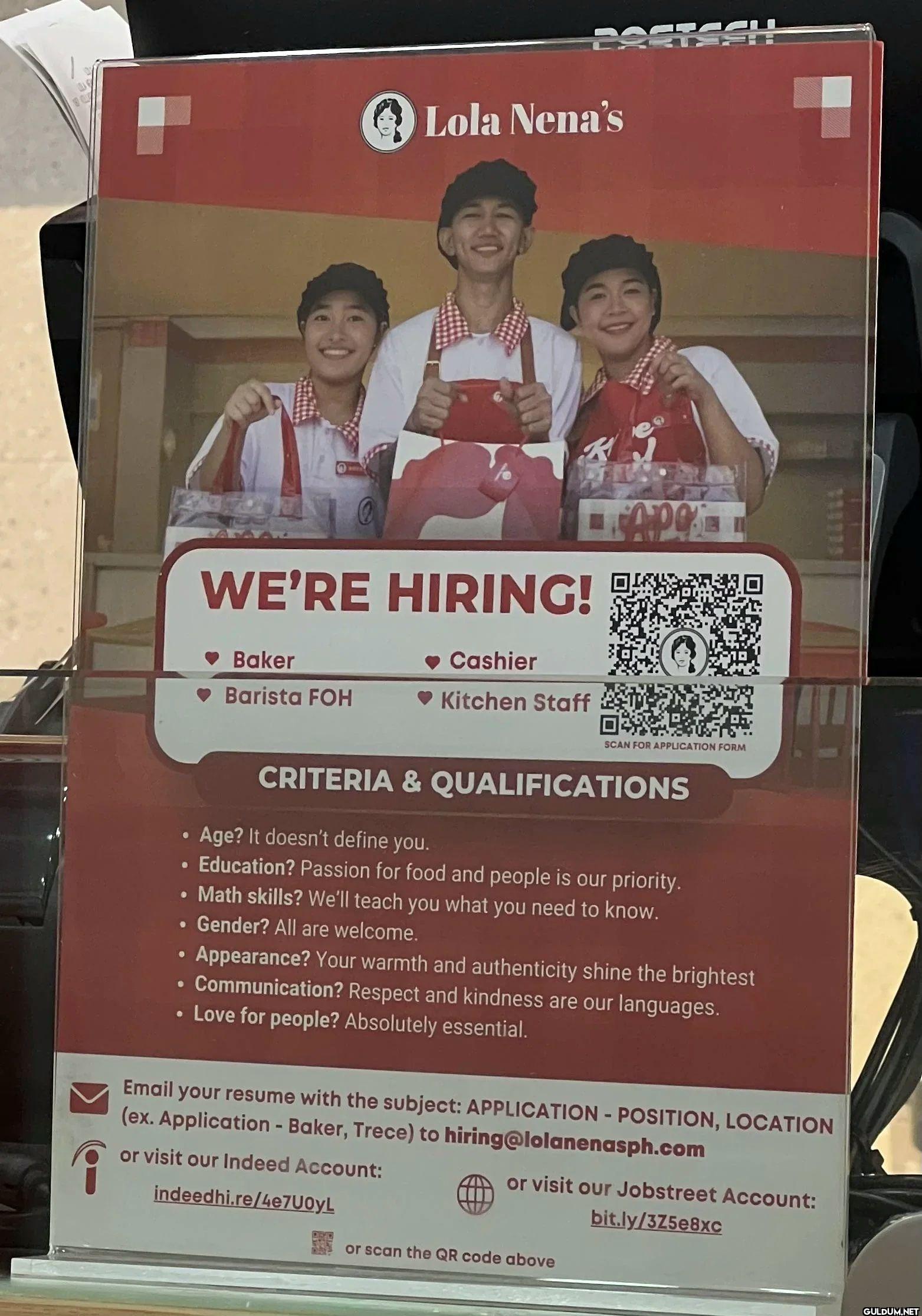 The job qualifications on...