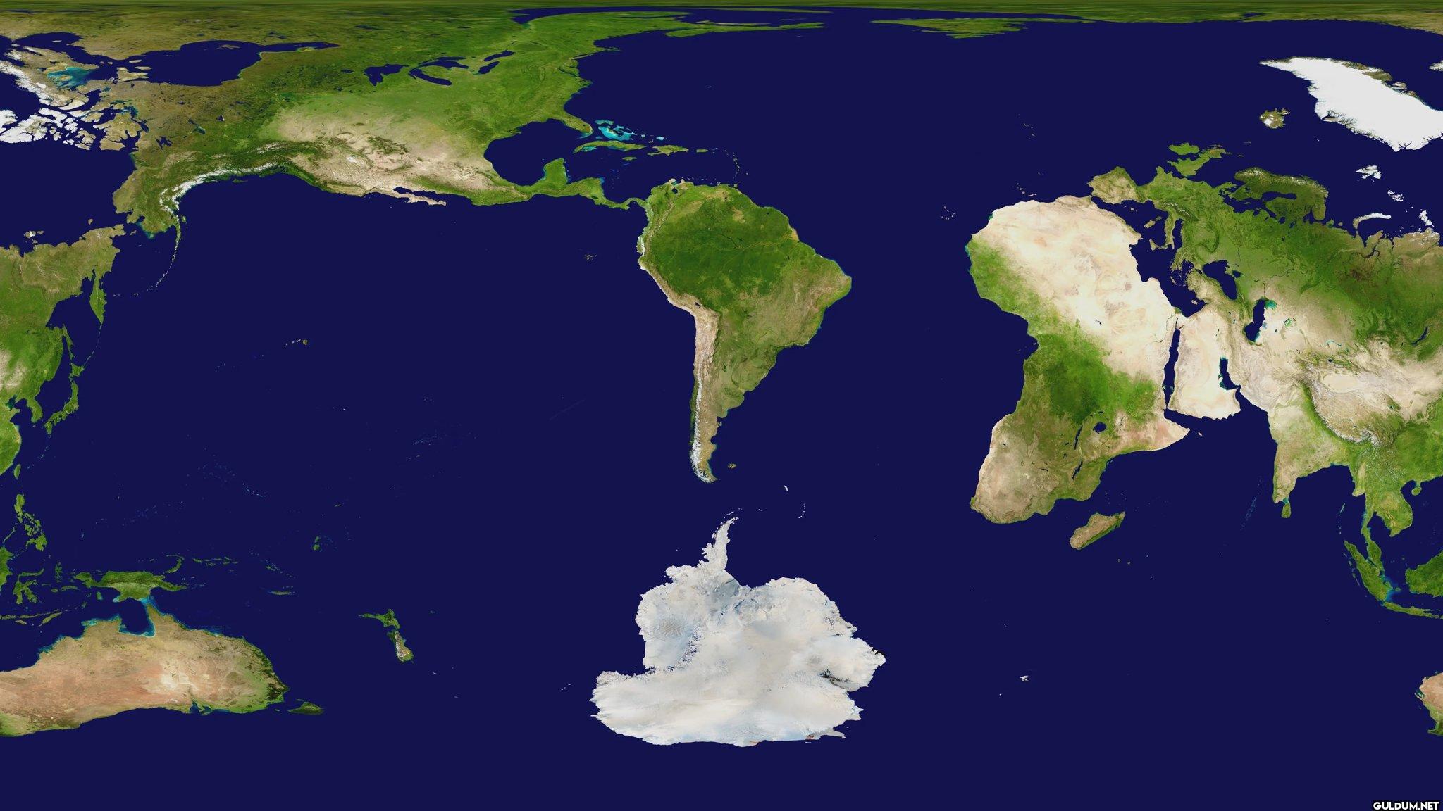 14. A world map centered...