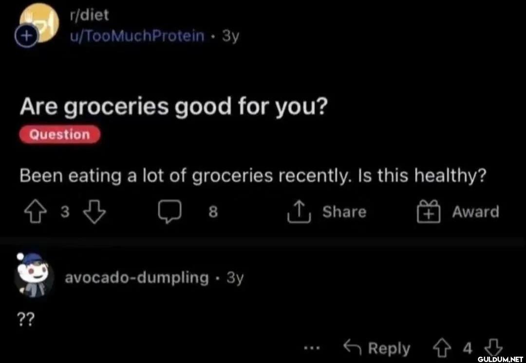 r/diet + u/TooMuchProtein...