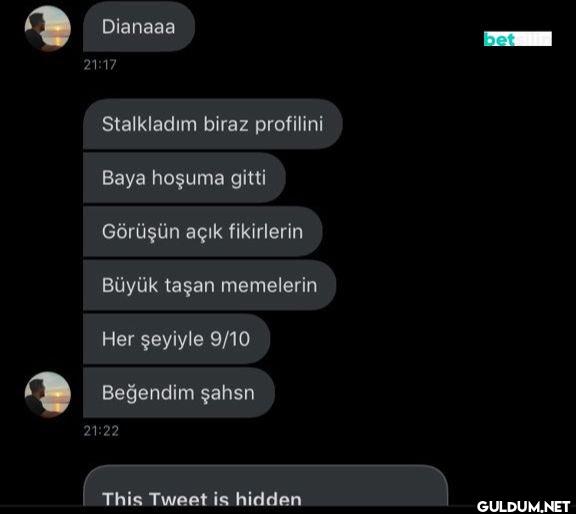 Dianaaa 21:17 Stalkladım...