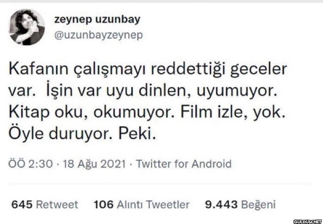 Kafanın çalışmayı...