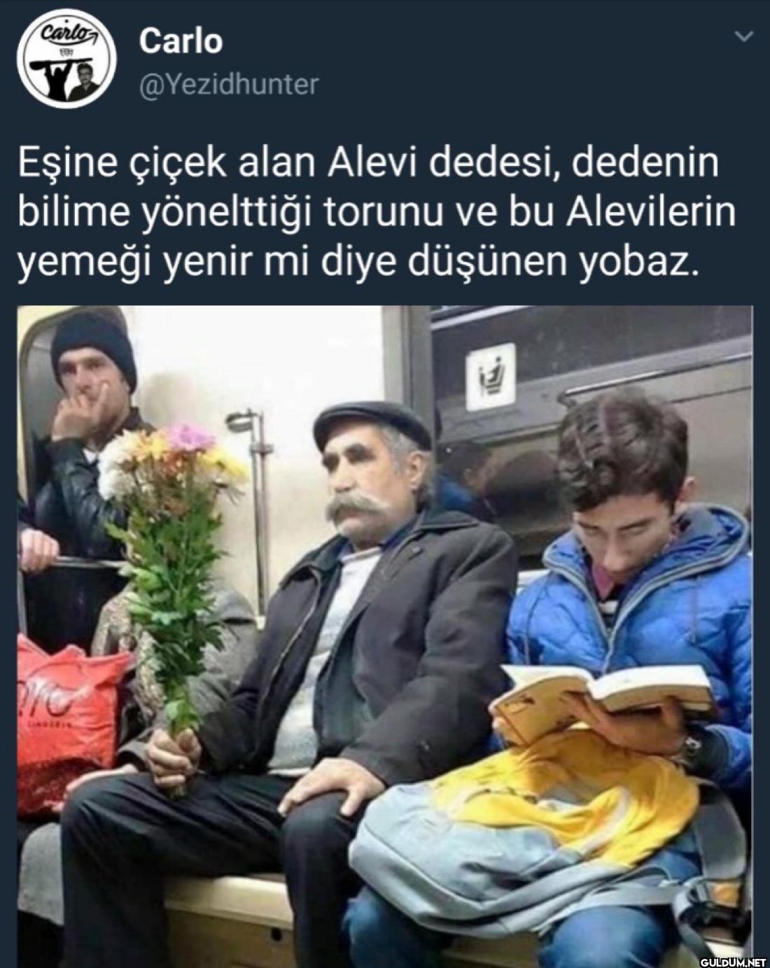 Eşine çiçek alan Alevi...