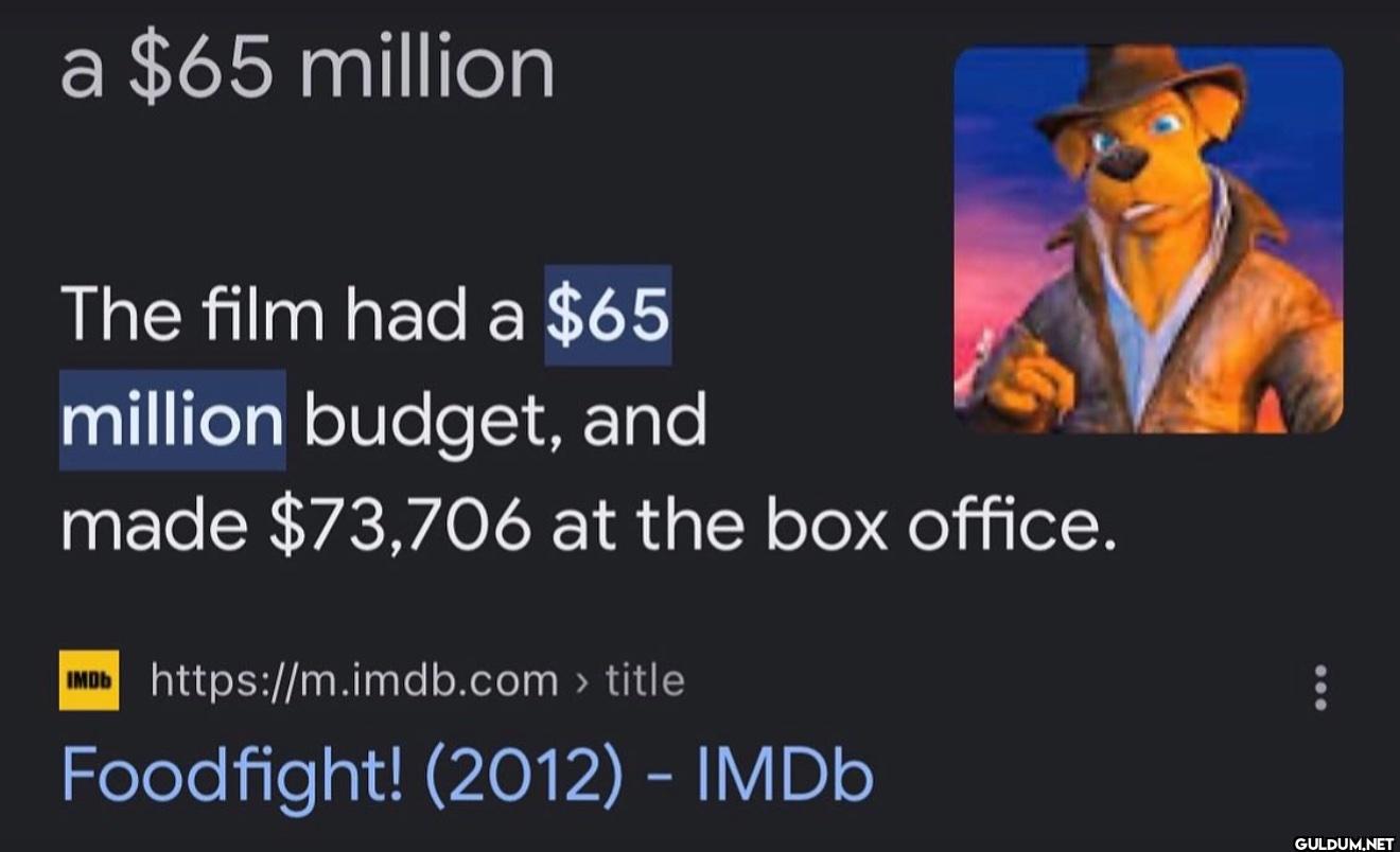 a $65 million The film had...