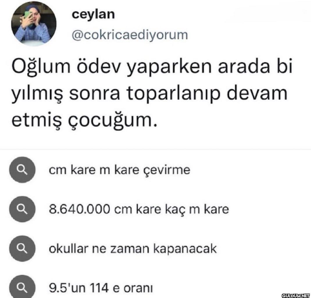 Oğlum ödev yaparken arada...