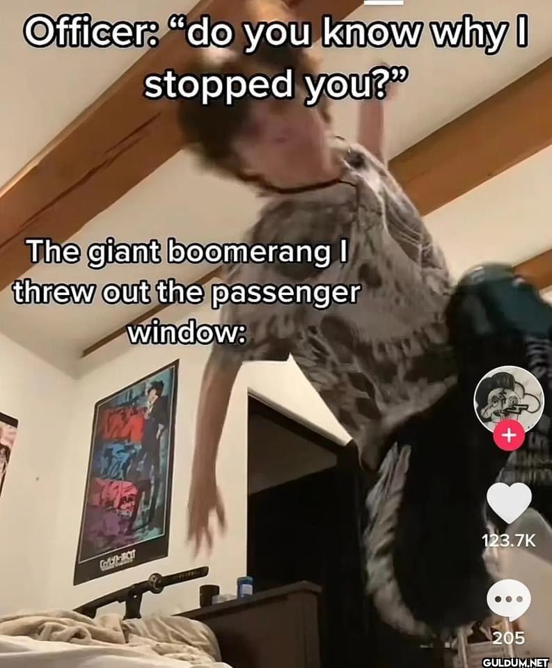 Officer do you know why I...
