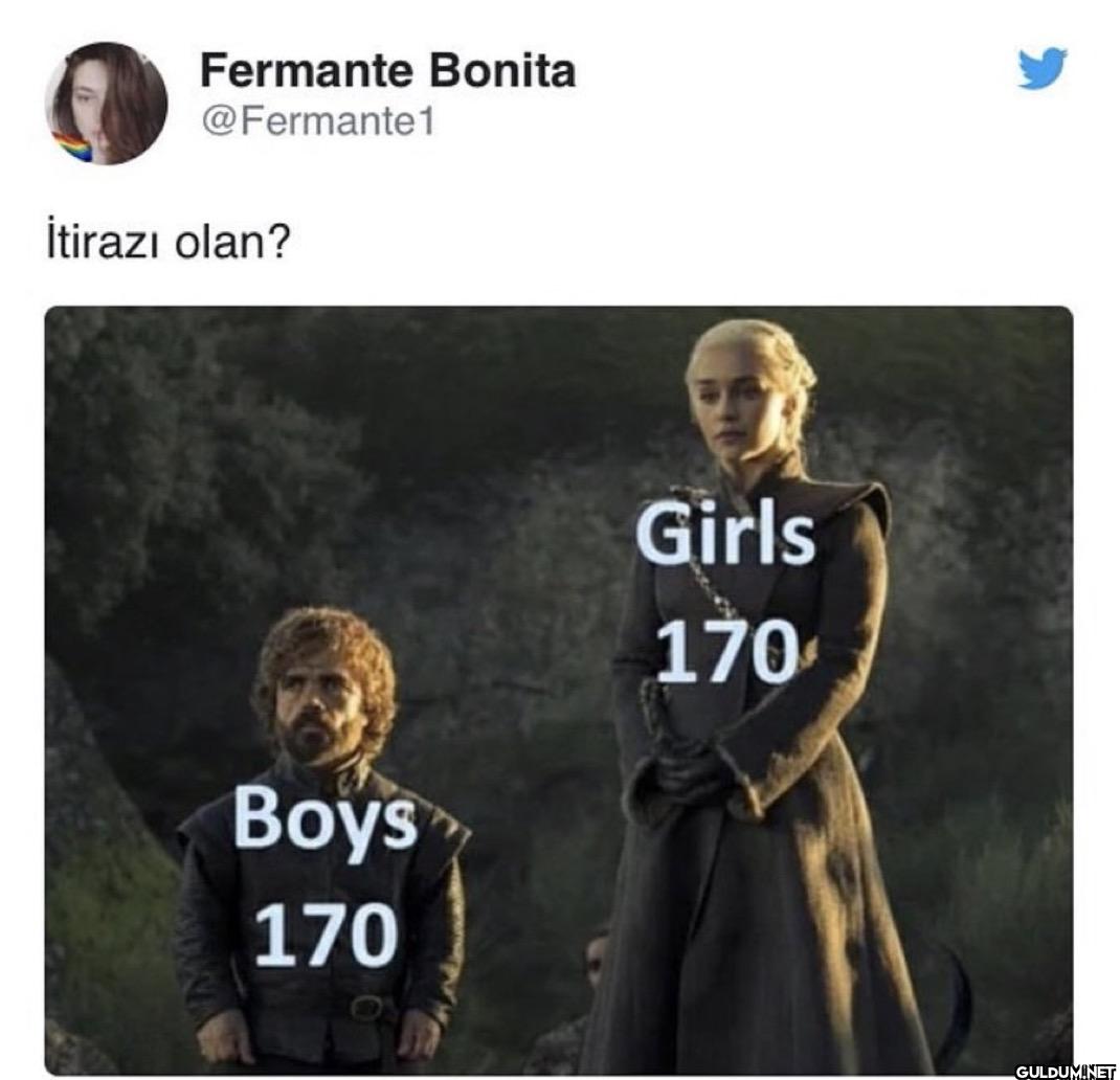 İtirazı olan? Girls 170 Boys 170