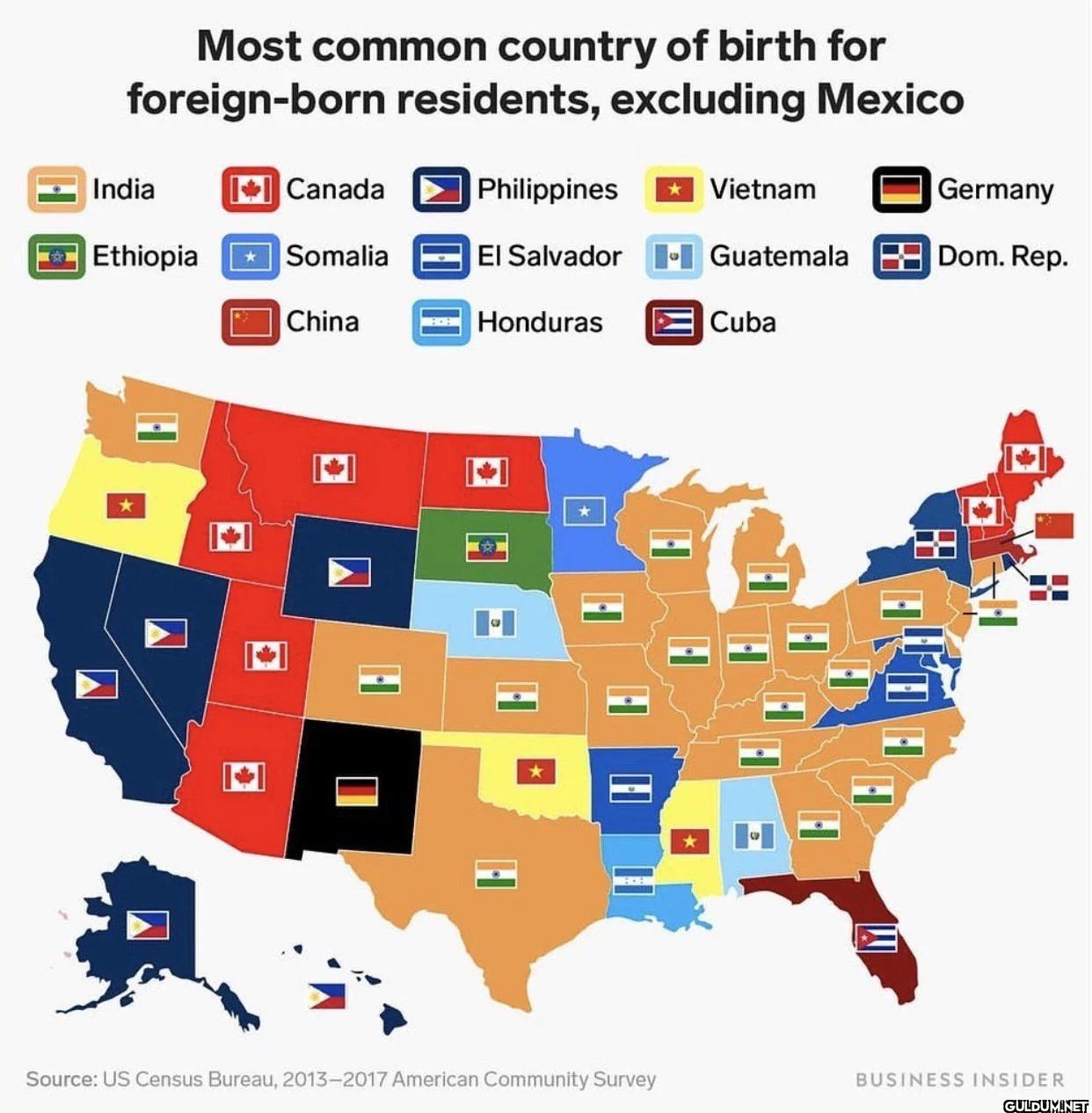 Most common birth country...