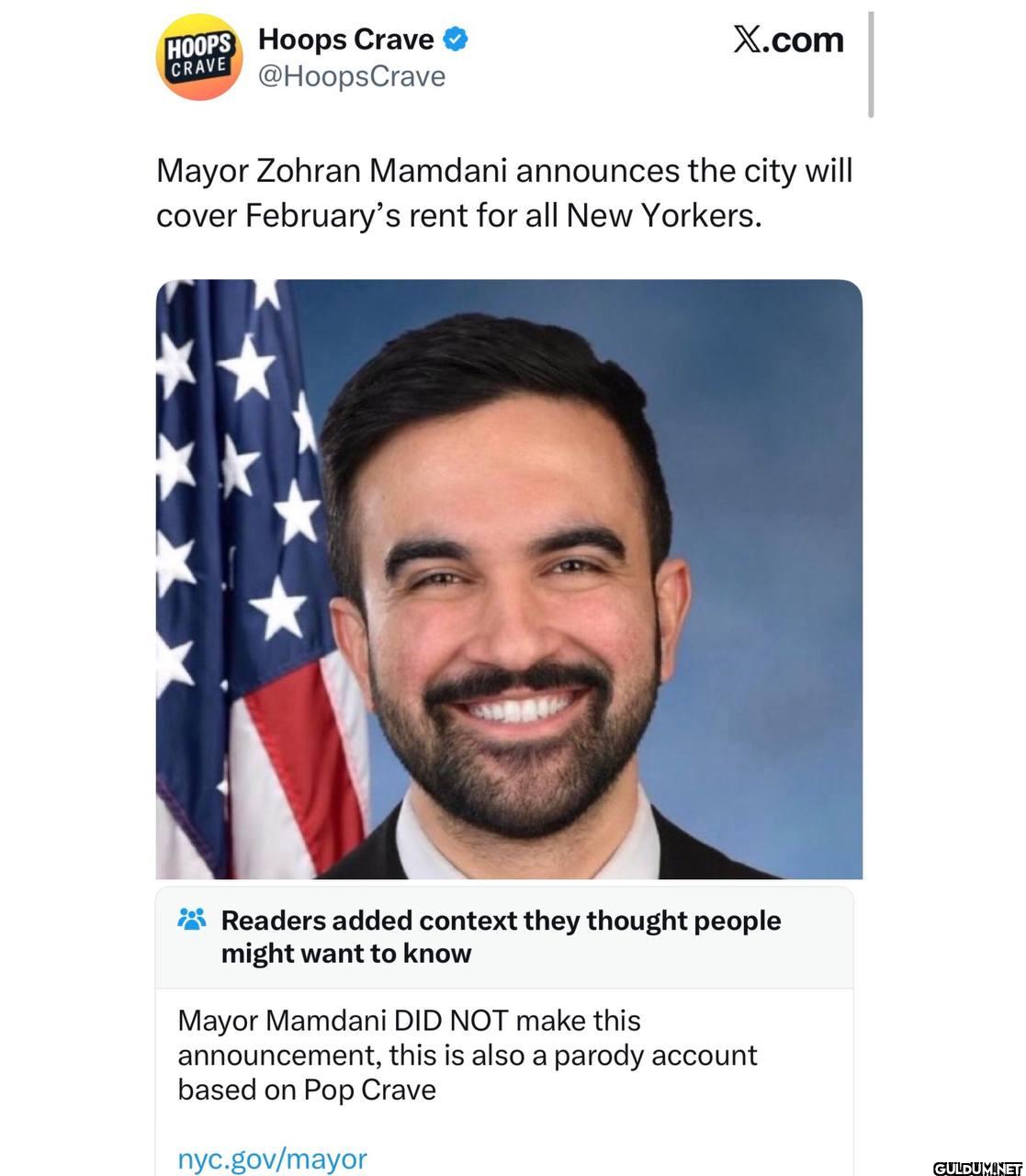 X.com Mayor Zohran Mamdani...