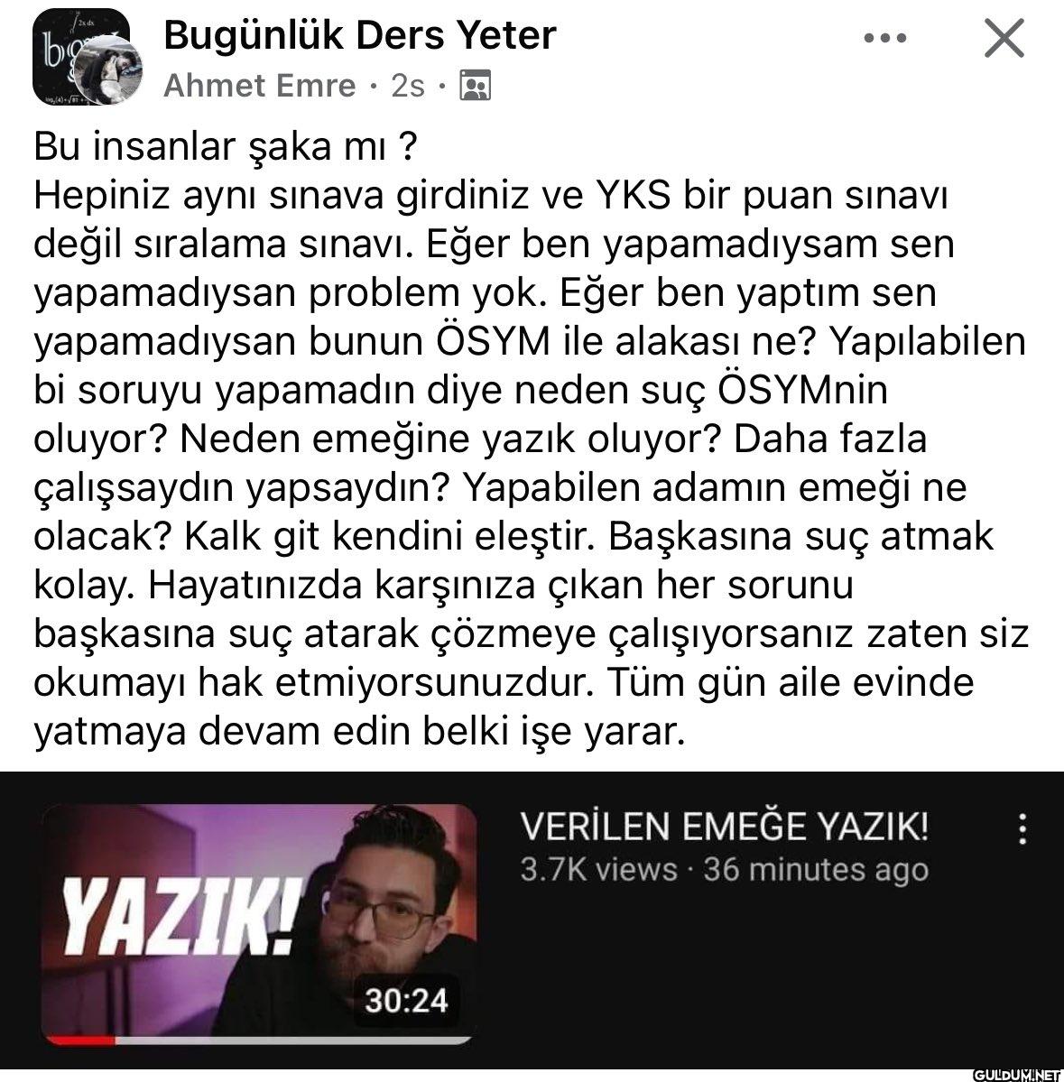 Sınavın zorluğuyla alakalı...
