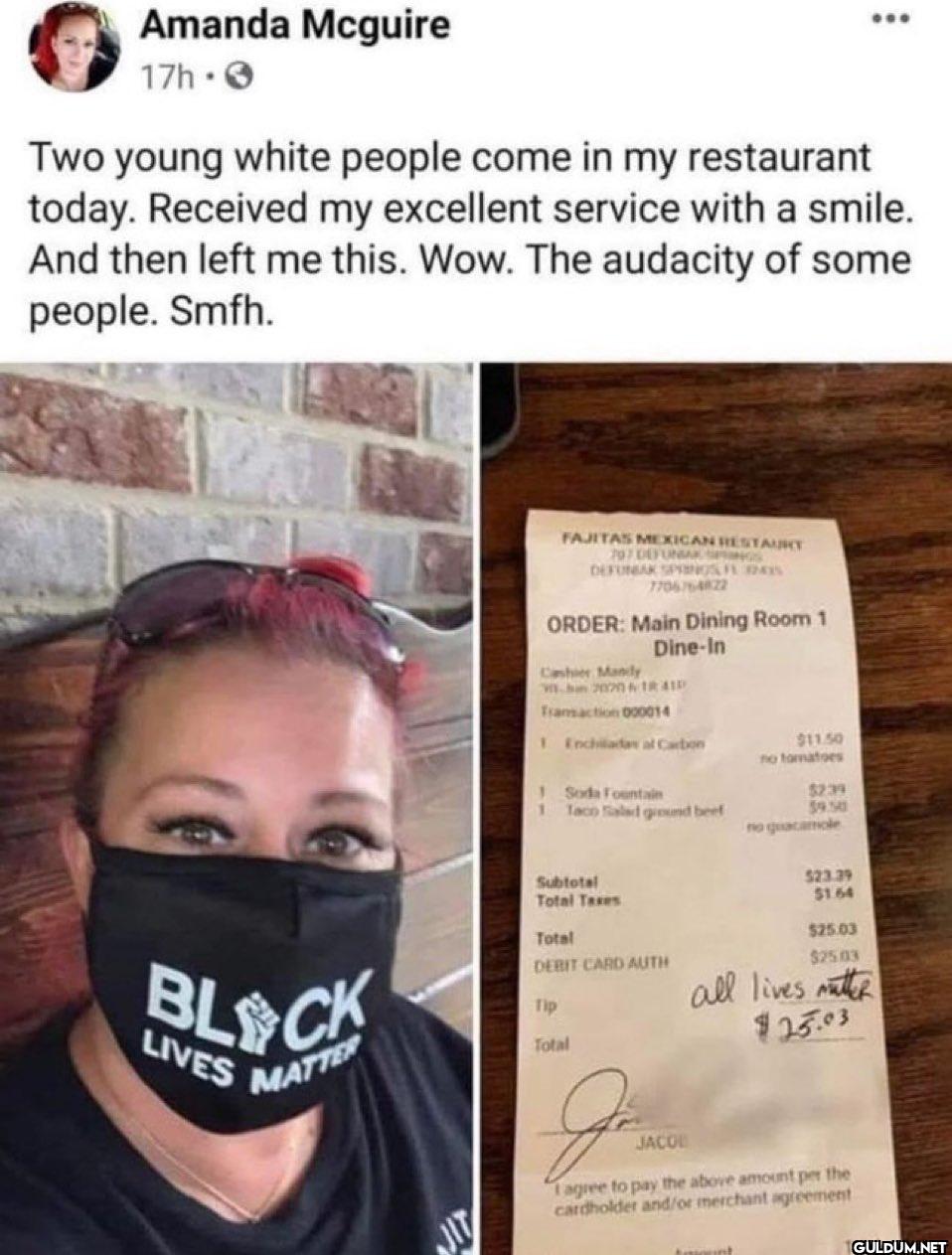 Should've tipped her and...