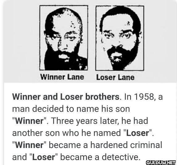 Winner Lane Loser Lane...