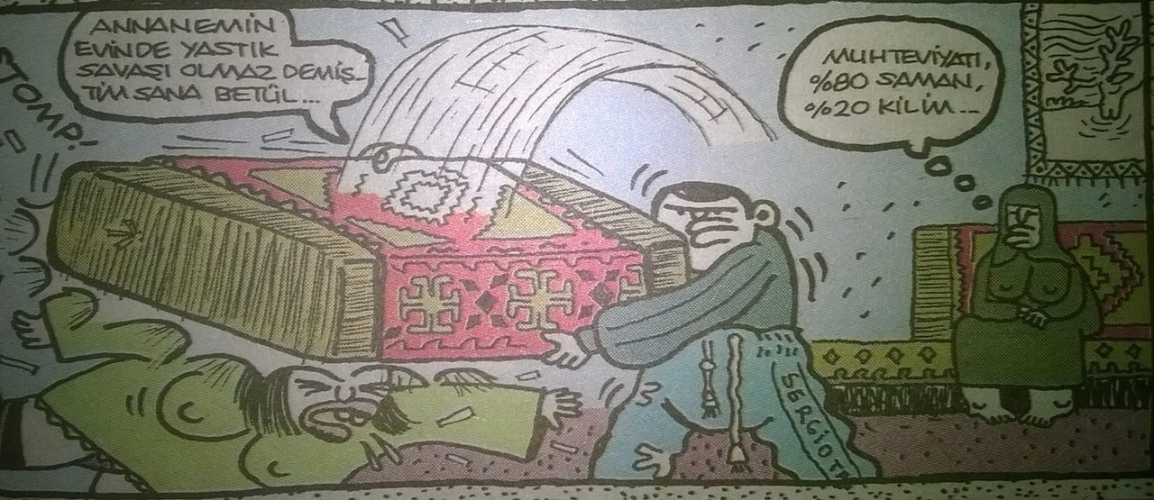 - Annanemin evinde yastık...