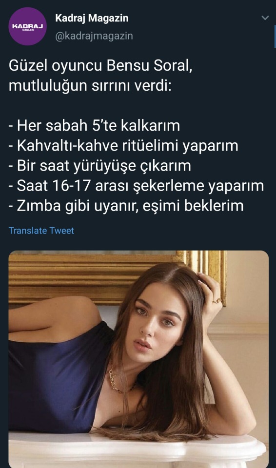Bensu Soral sabah rutini:...